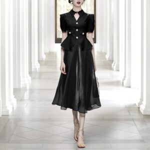 Костюм, жакет з коротким рукавом та спідниця з органзи