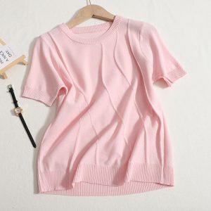 Футболка текстурної в'язки рожевого кольору