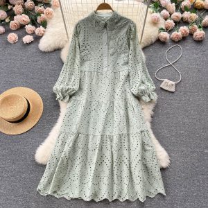 Сукня з бавовни в вибитий візерунок А-подібного крою