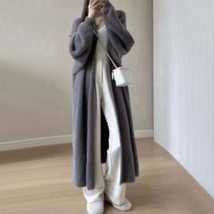 Кардиган з альпаки сірого кольору без застібки