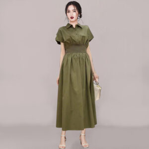 Сукня міді кольору хакі з бавовни